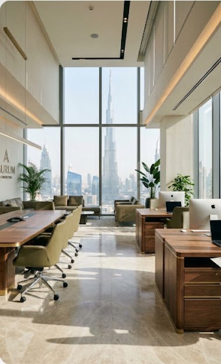 Modern office overlooking Burj Khalifa