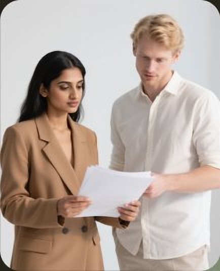 Consultants reviewing documents