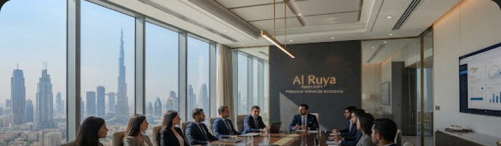 Al Ruya team meeting in a Dubai boardroom